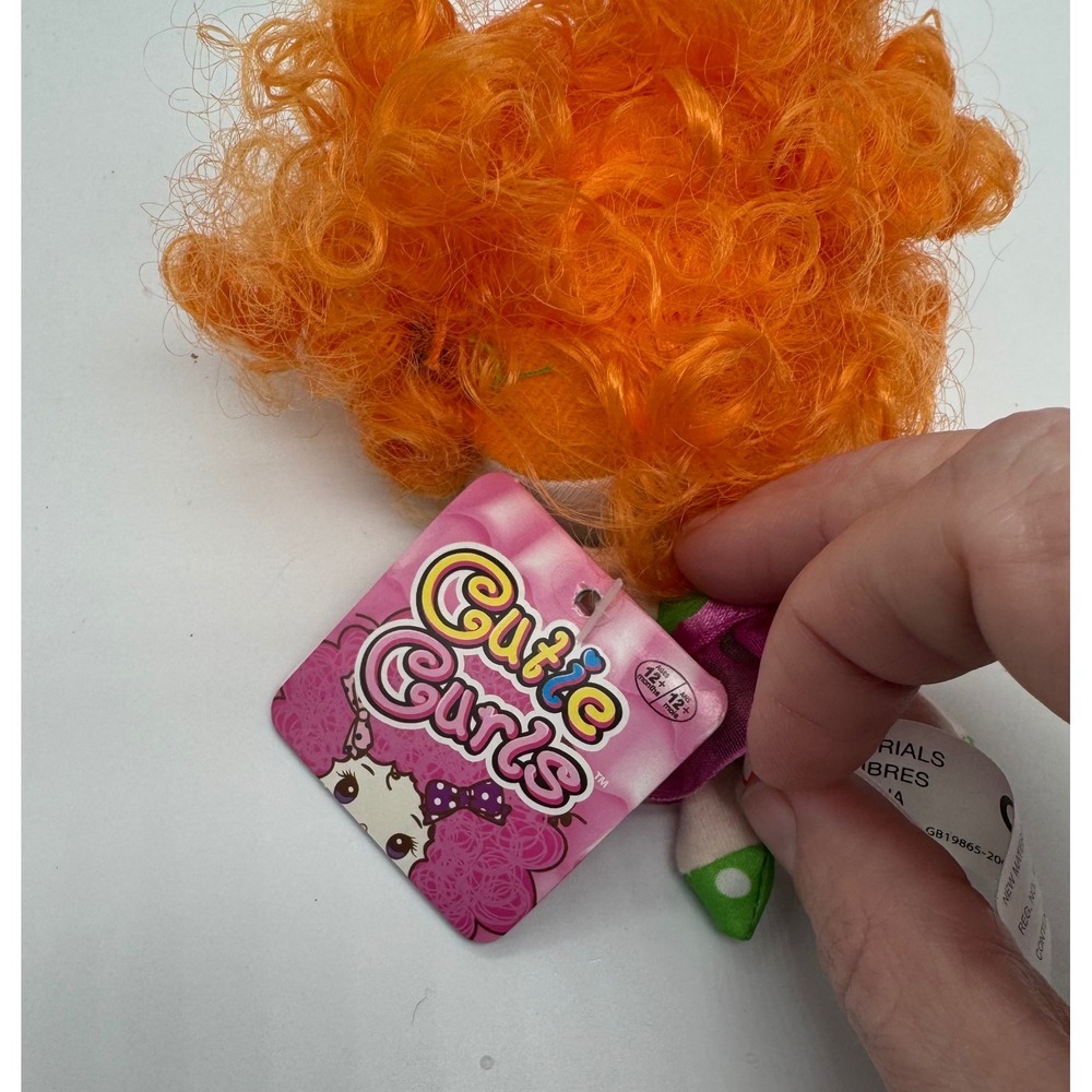 Aurora Cutie Curls Plush Doll Keychain Orange Curly Hair Green Dress - Picture 3 of 6